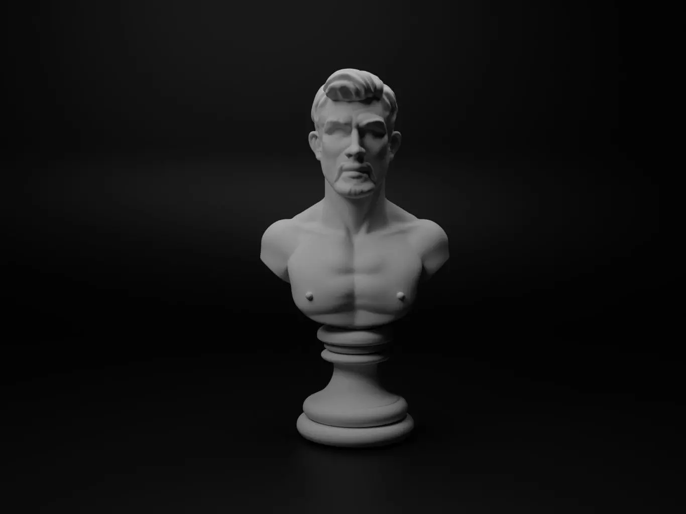 Boxer Bust Chess 3D print model_0