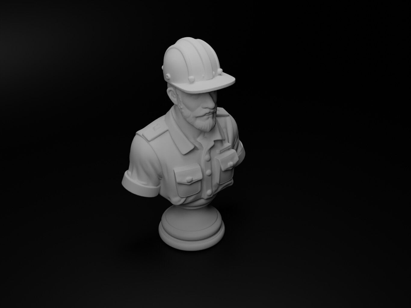 Construction Worker Bust Chess 3D print model_2