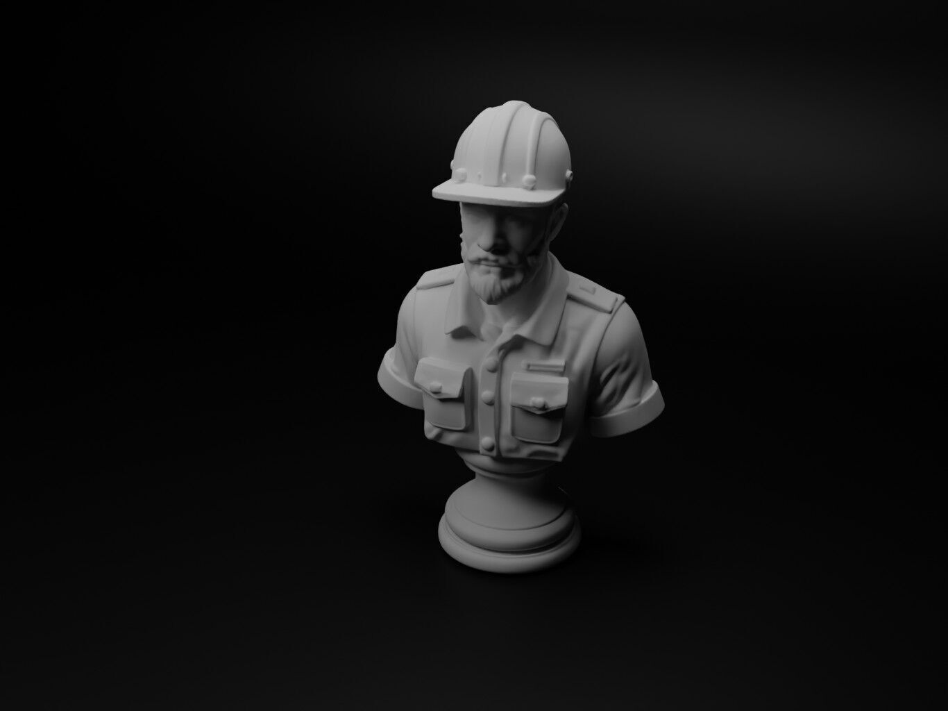 Construction Worker Bust Chess 3D print model_1