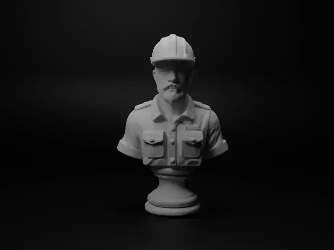 Construction Worker Bust Chess