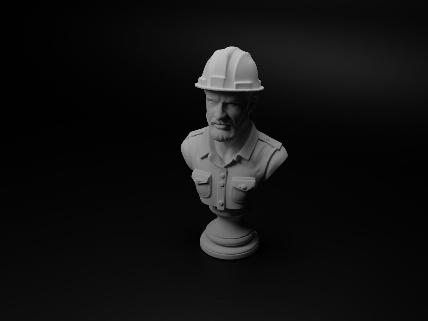 Construction Worker Bust Chess 3D print model_1
