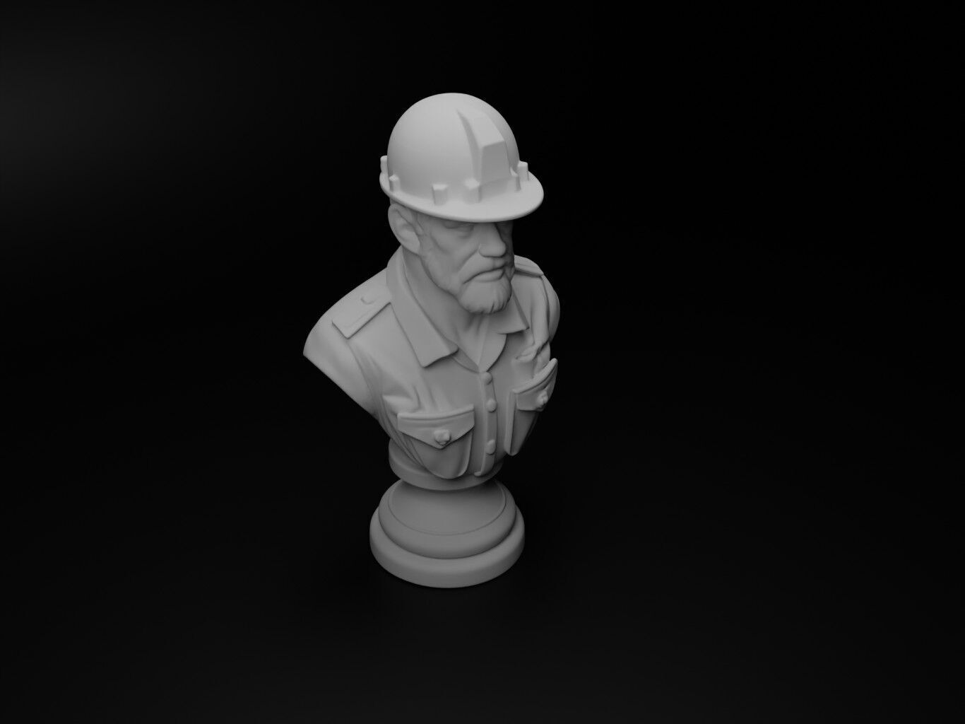 Construction Worker Bust Chess 3D print model_2