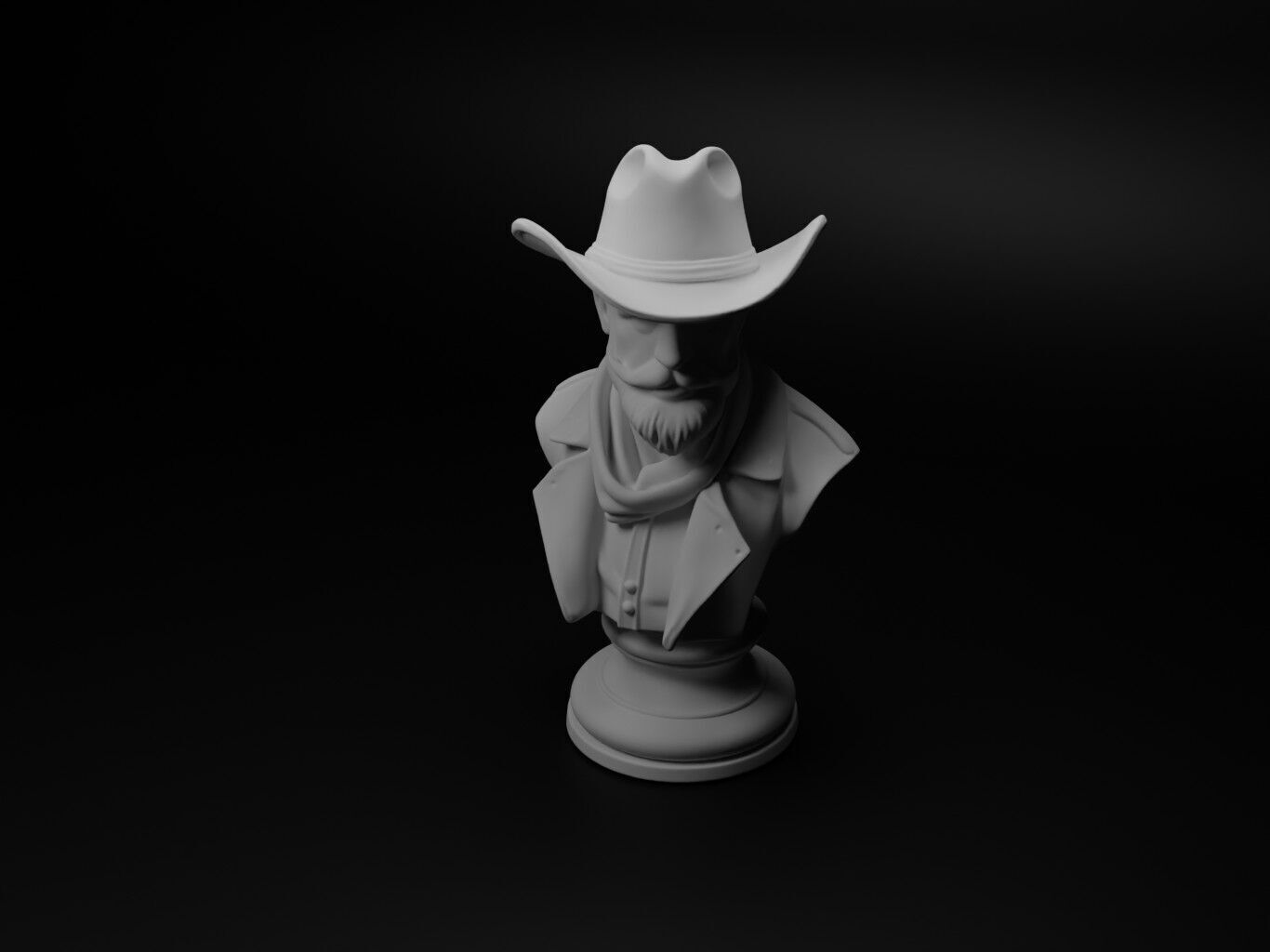 Cowboy Bust Chess 3D print model_1