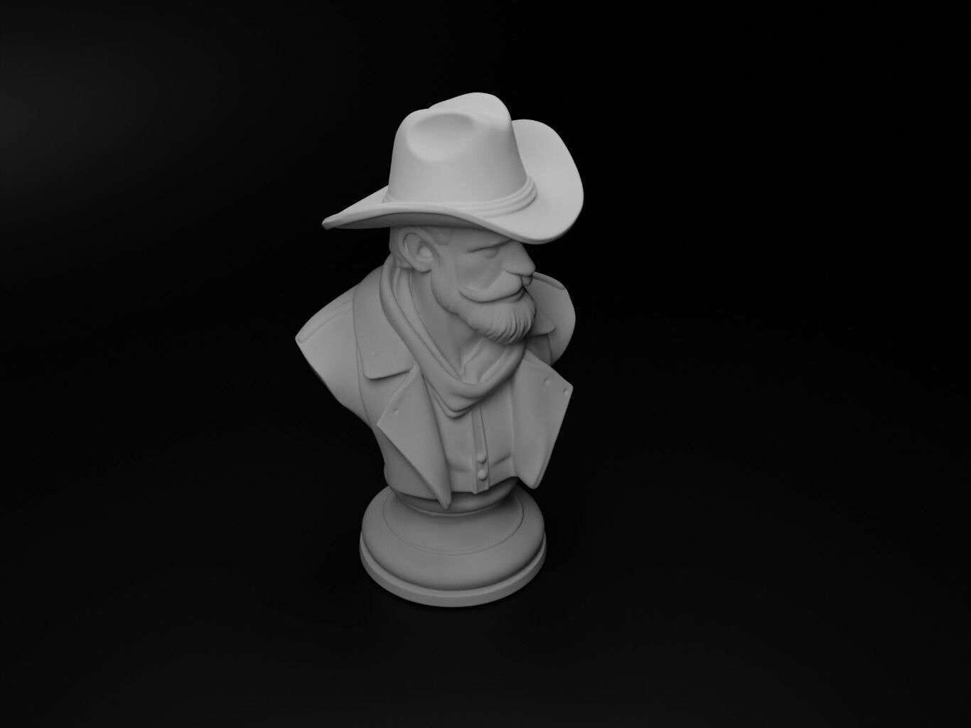 Cowboy Bust Chess 3D print model_2