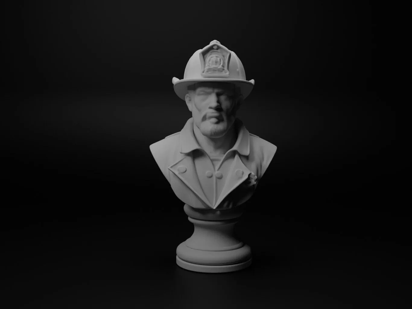 Firefighter Bust Chess 3D print model