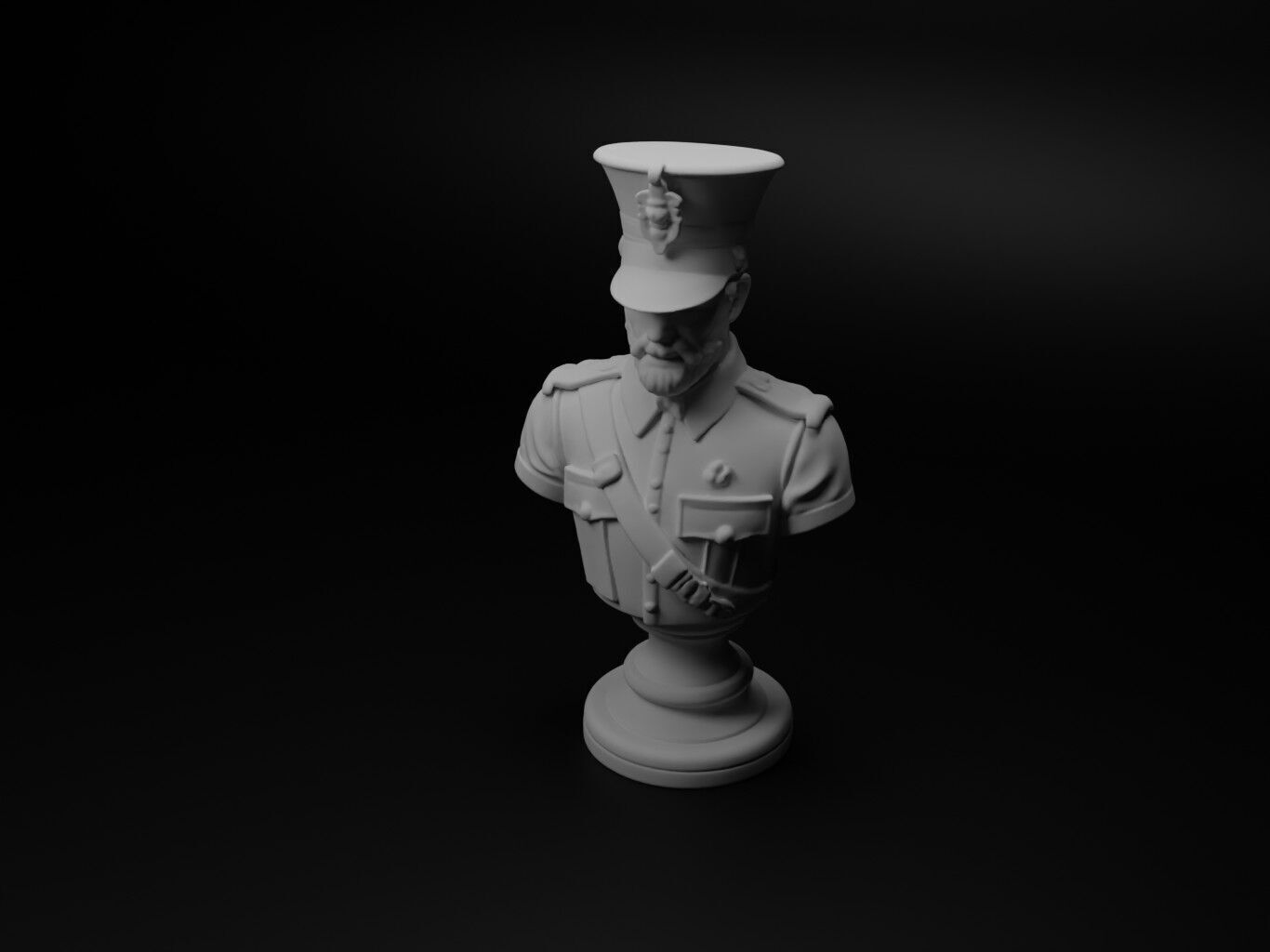 Gendarme Bust Chess 3D print model_1