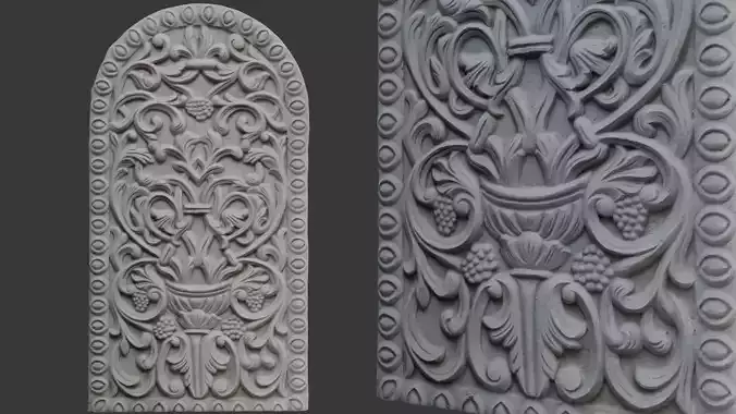 Decorative Stone Relief Panel Scan