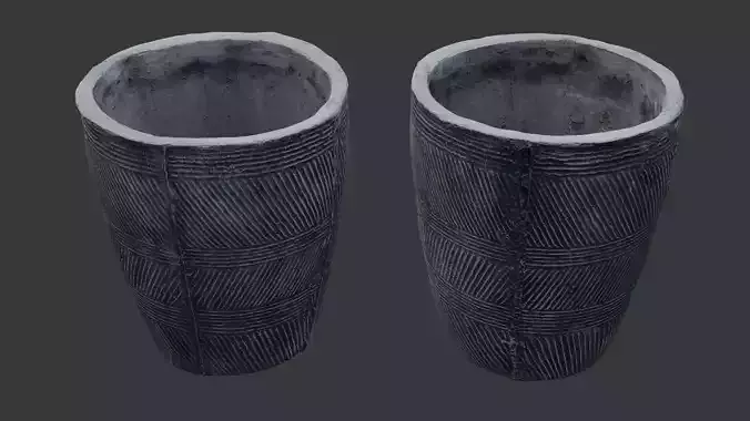 Textured Clay Pot Scan Low-poly 3D model