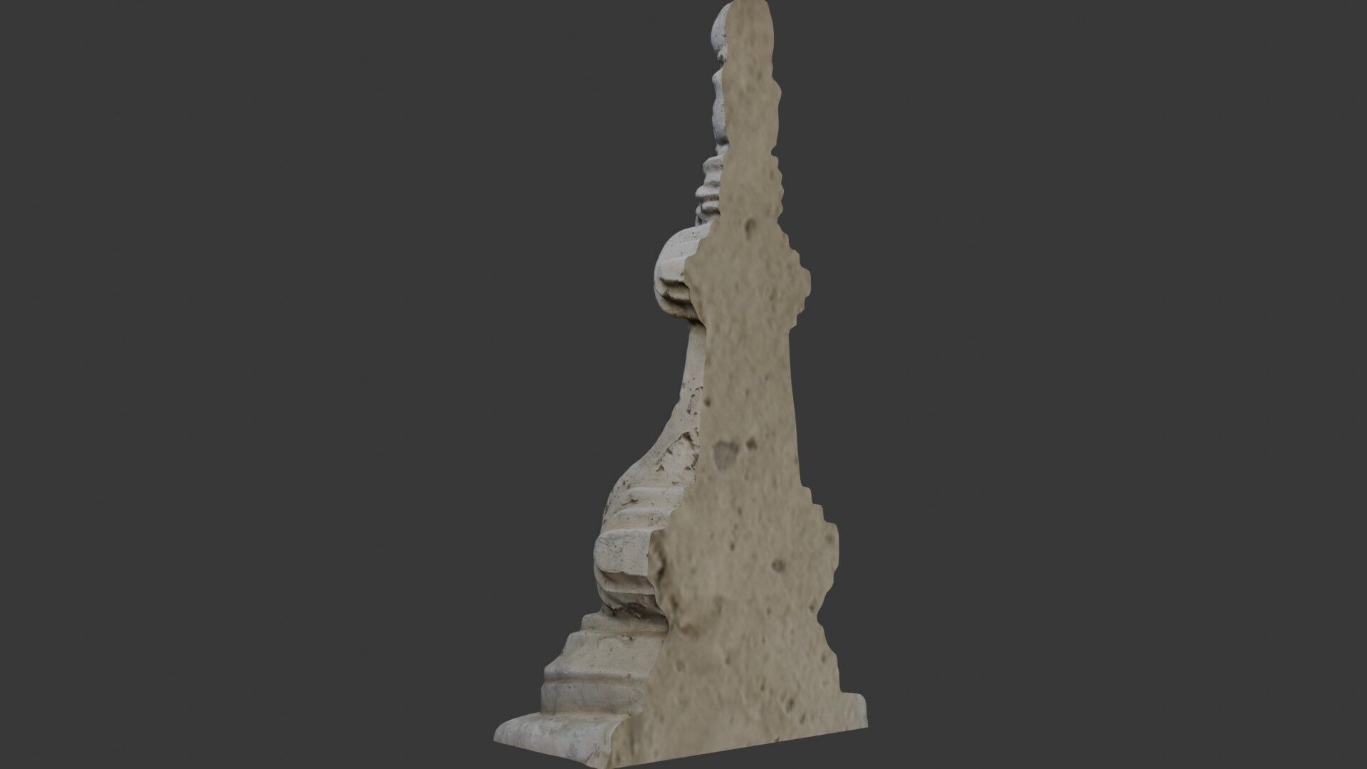 Ornate Architectural Stone Detail Scan Low-poly 3D model_6
