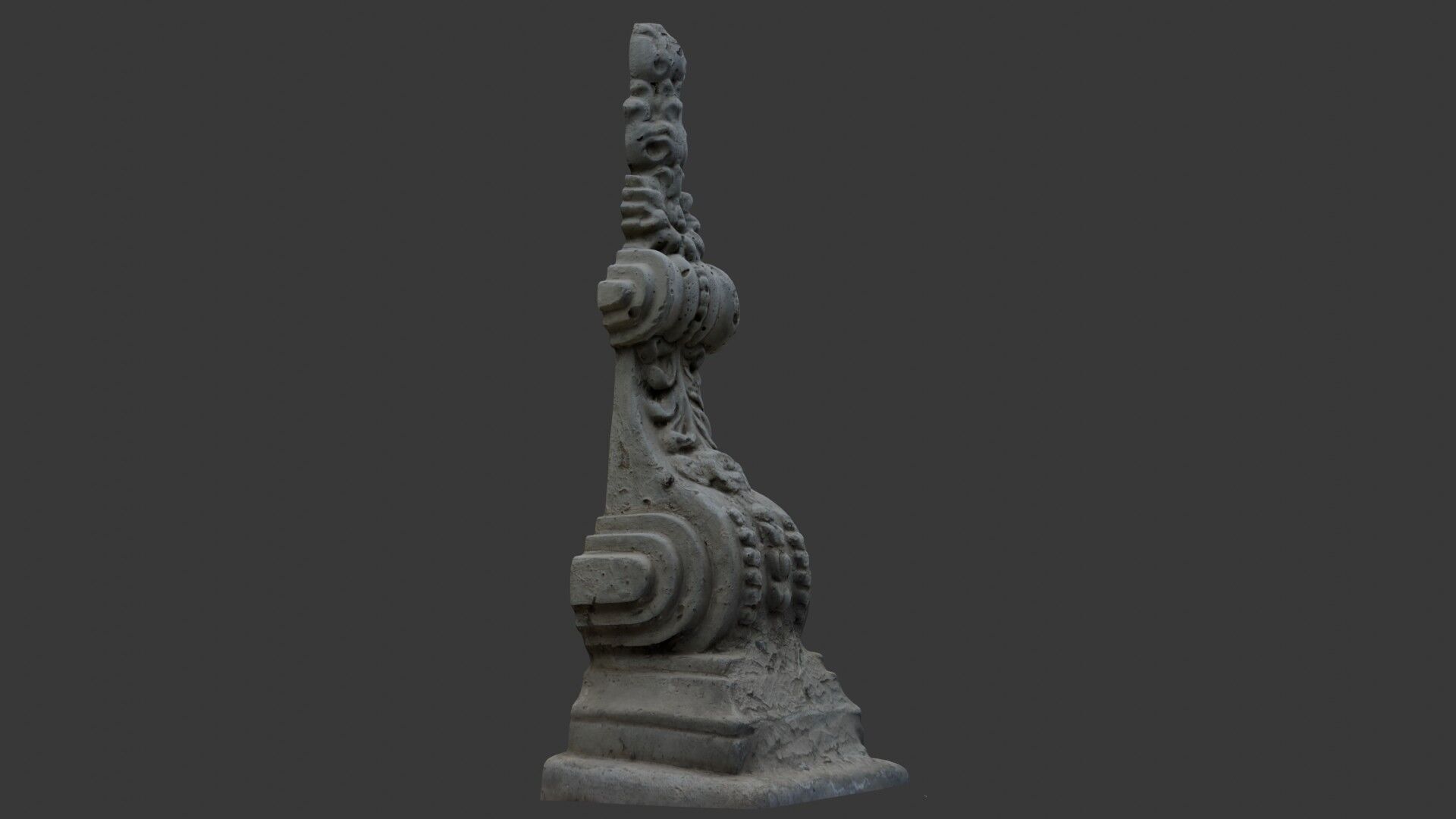 Ornate Architectural Stone Detail Scan Low-poly 3D model_4