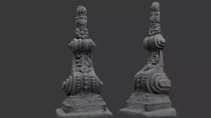Ornate Architectural Stone Detail Scan Low-poly 3D model Ornate Architectural Stone Detail Scan Low-poly 3D model