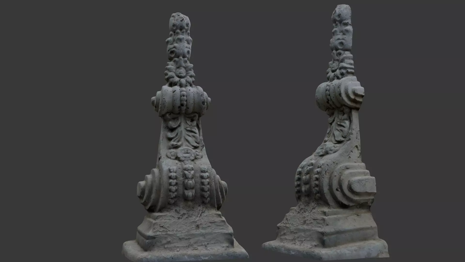 Ornate Architectural Stone Detail Scan Low-poly 3D model_0