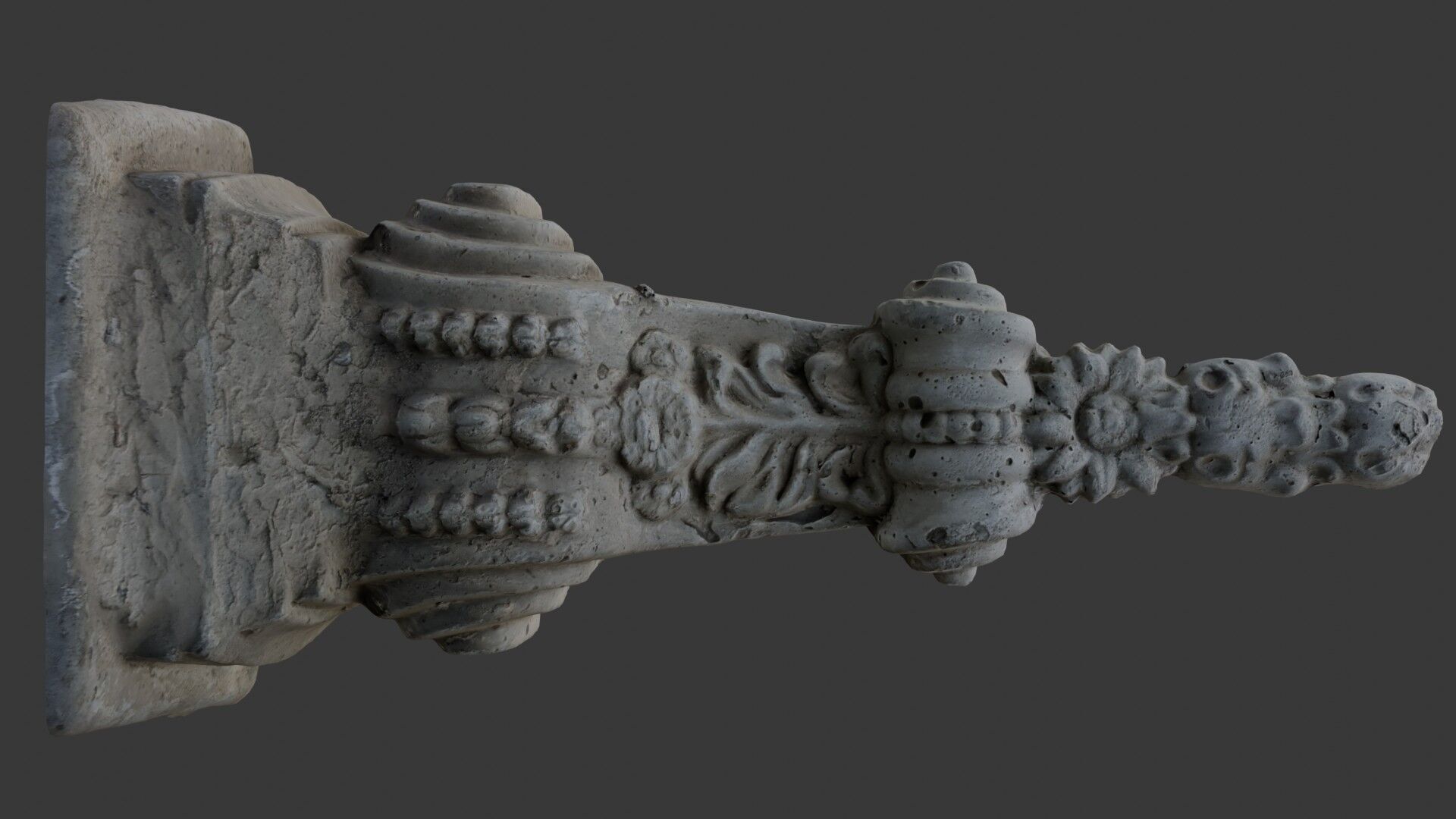 Ornate Architectural Stone Detail Scan Low-poly 3D model_7