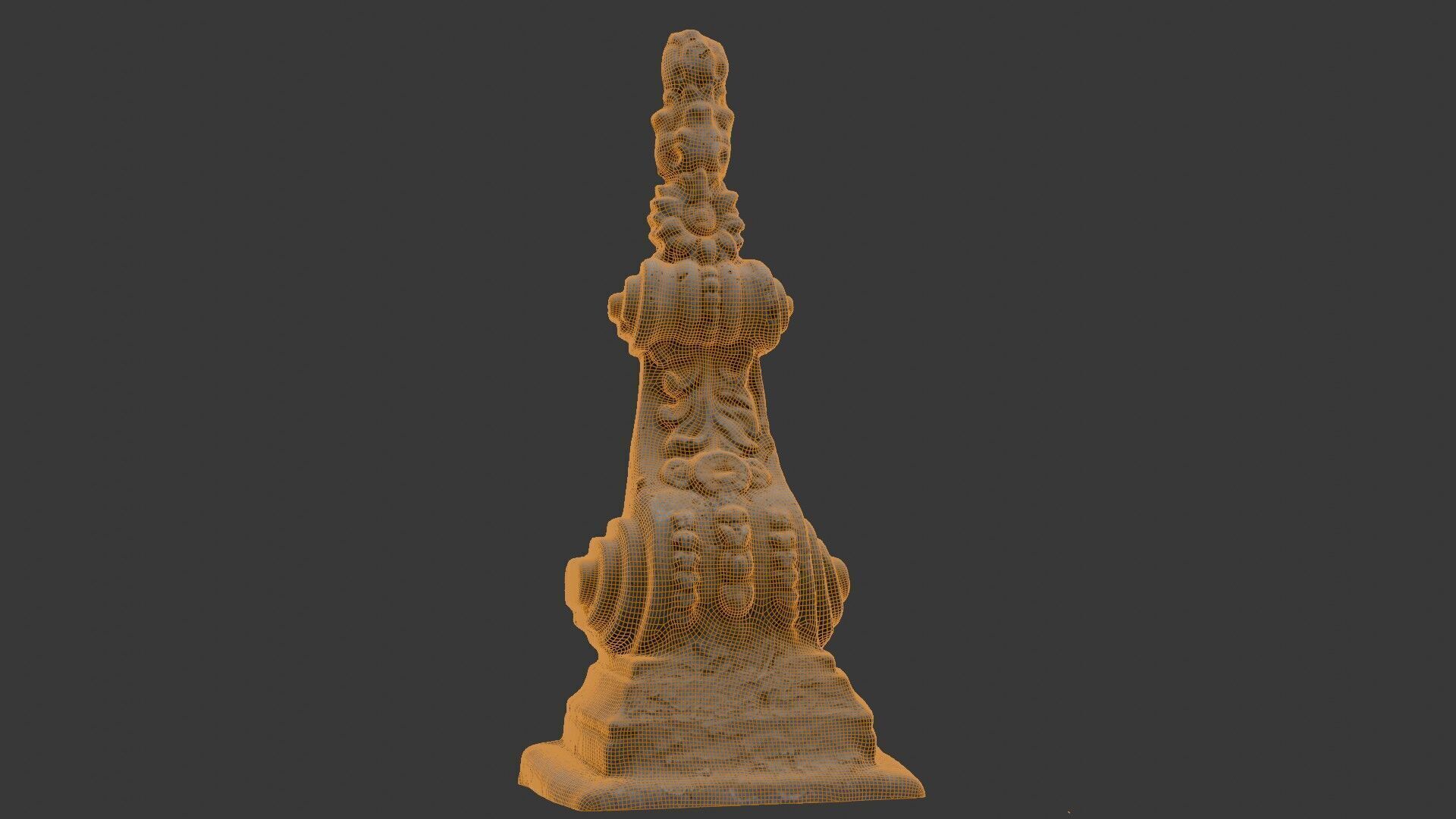 Ornate Architectural Stone Detail Scan Low-poly 3D model_2