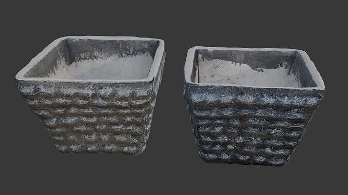 Textured Concrete Planter 3D Scan Low-poly 3D model