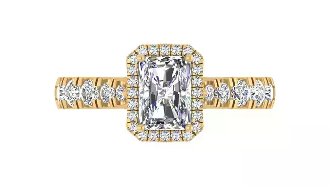 Radiant-Cut Halo Diamond Engagement Ring 