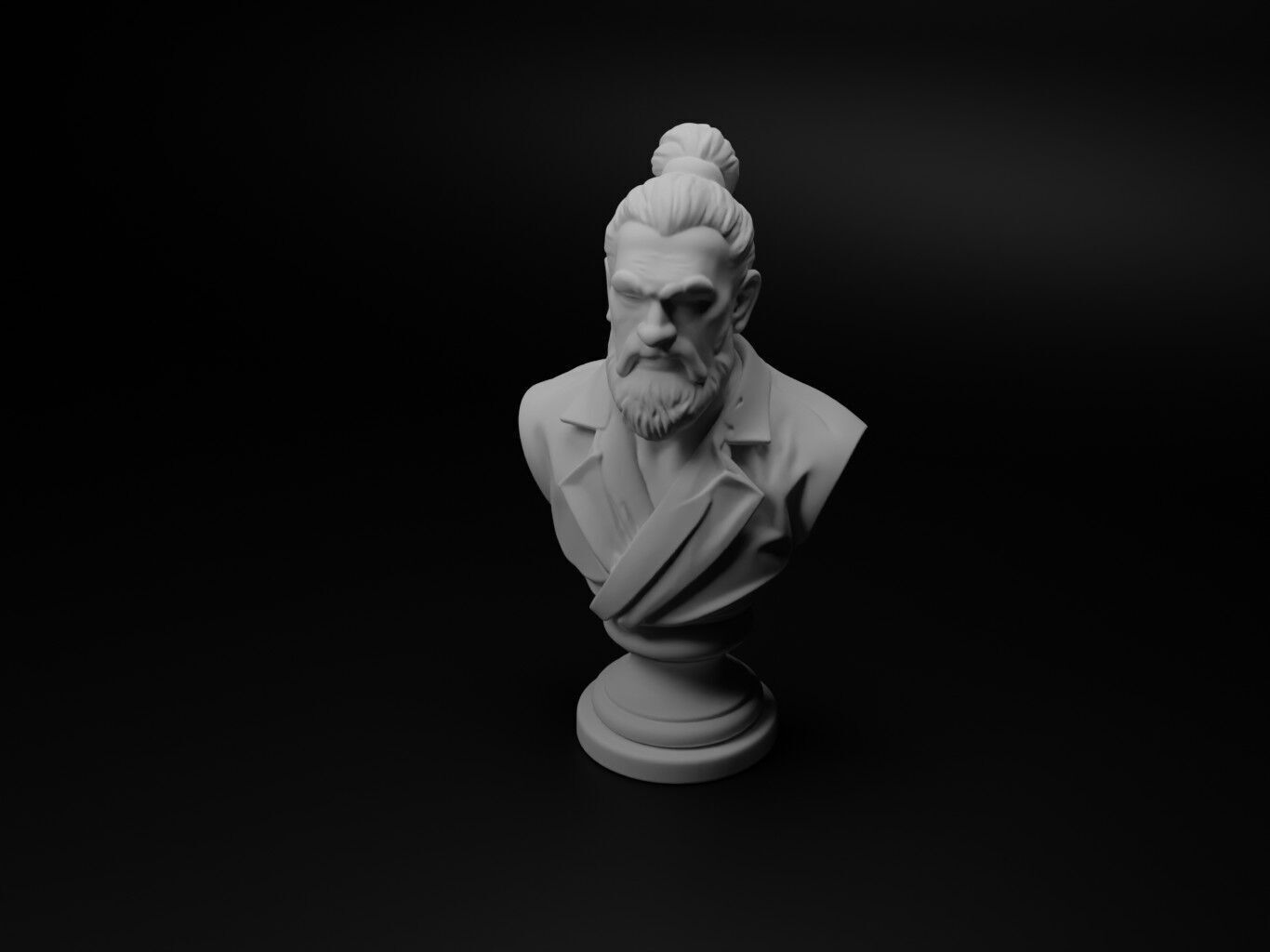 Martial Arts Master Bust Chess 3D print model_1