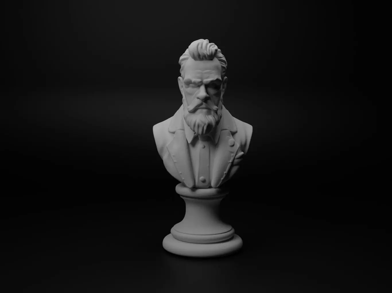 Miner Bust Chess 3D print model_0