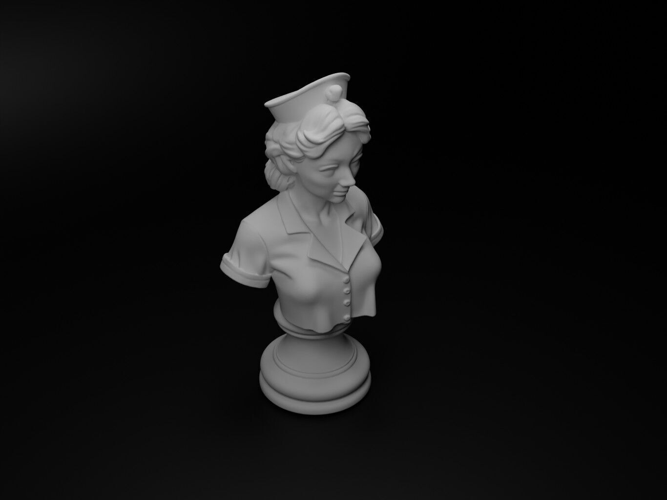Nurse Bust Chess 3D print model_2