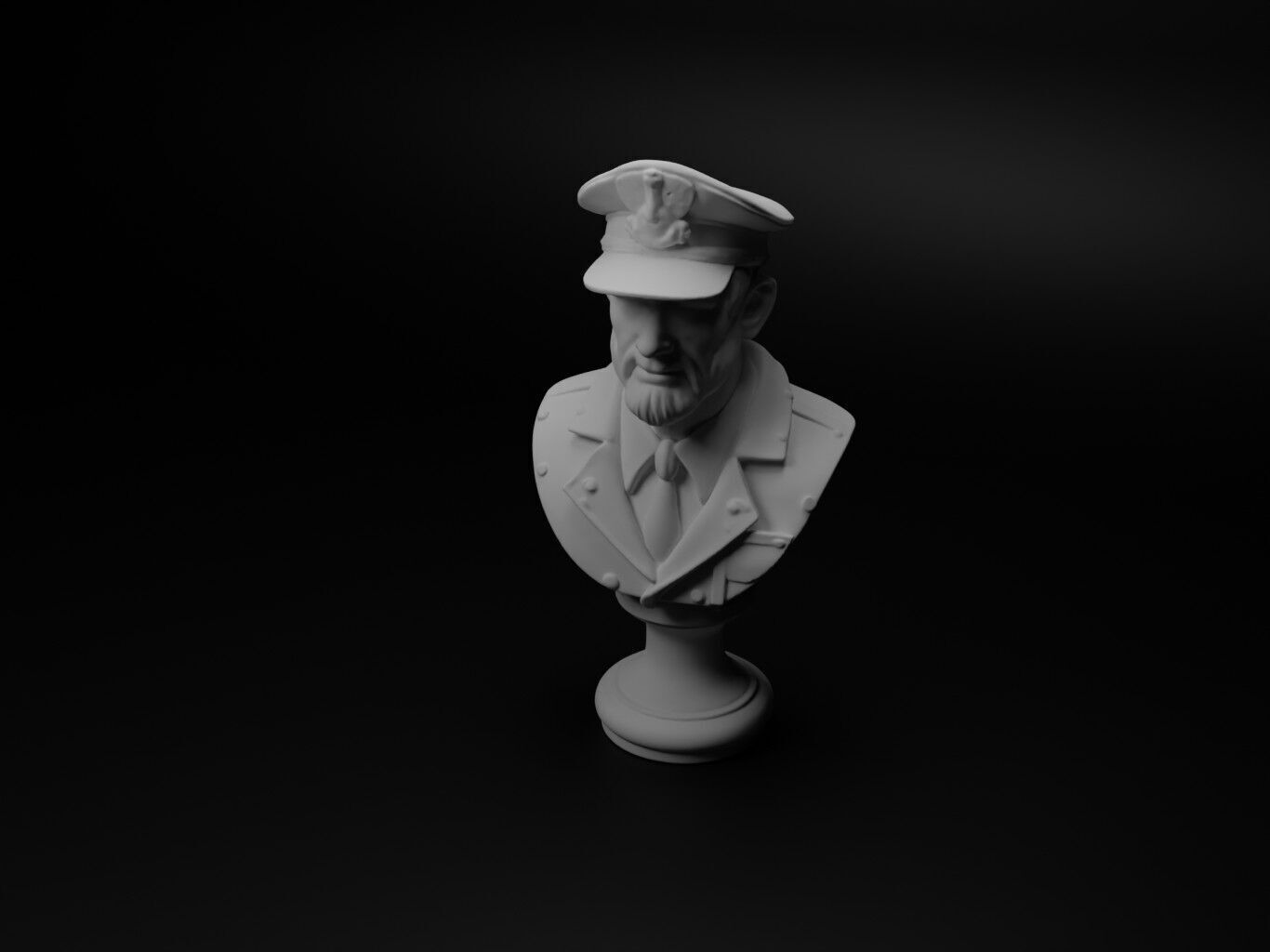 Pilot Bust Chess 3D print model_1