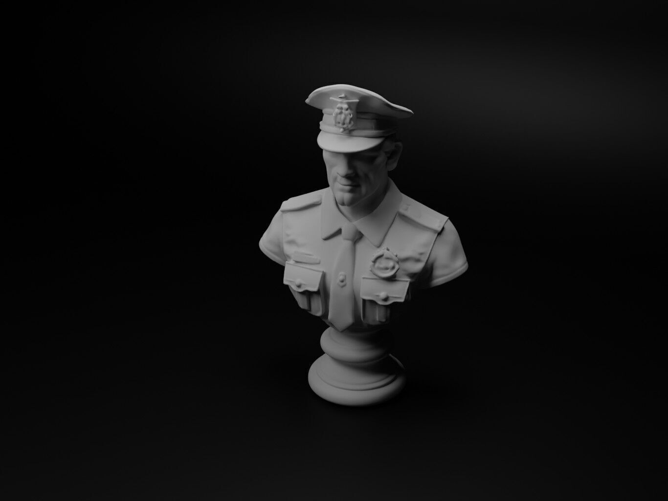 Police Officer Bust Chess 3D print model_1