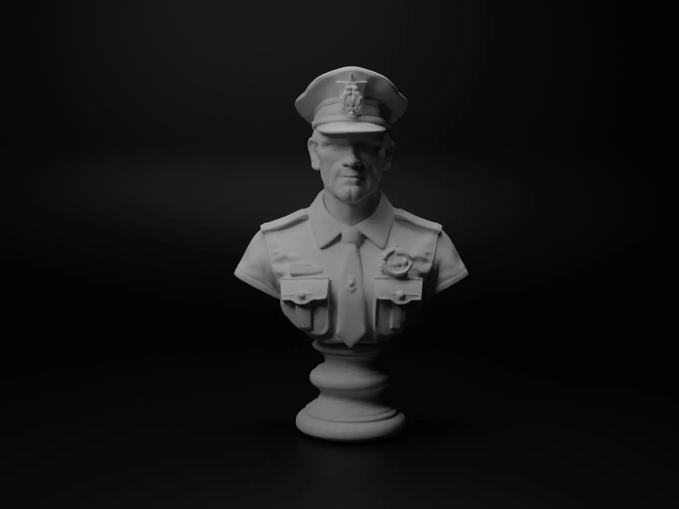 Police Officer Bust Chess 3D print model_0