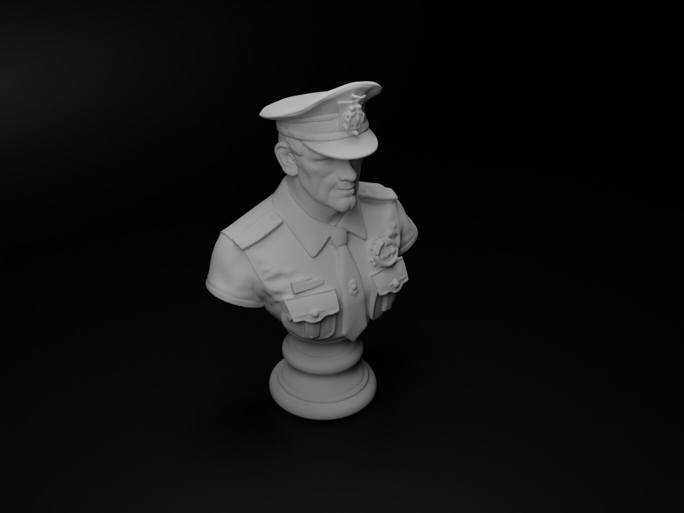 Police Officer Bust Chess 3D print model_2