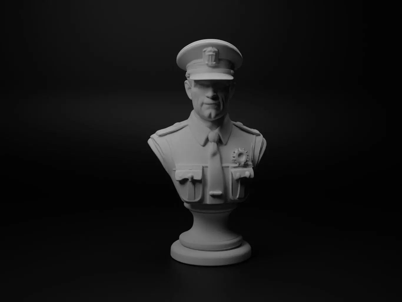 Police Officer Bust Chess 3D print model_0