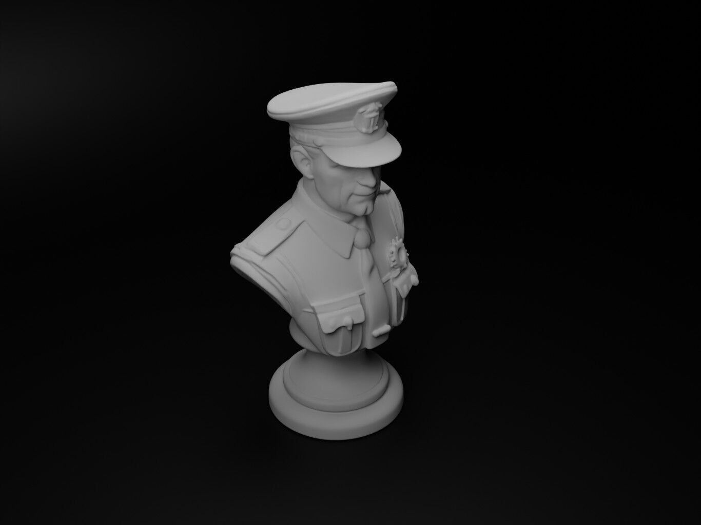 Police Officer Bust Chess 3D print model_2