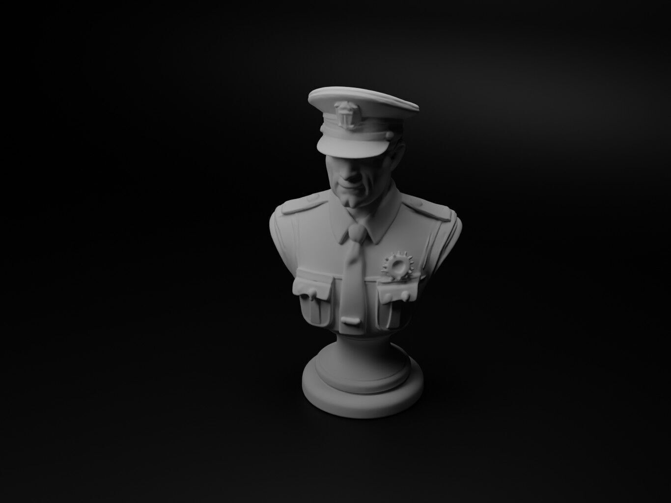 Police Officer Bust Chess 3D print model_1
