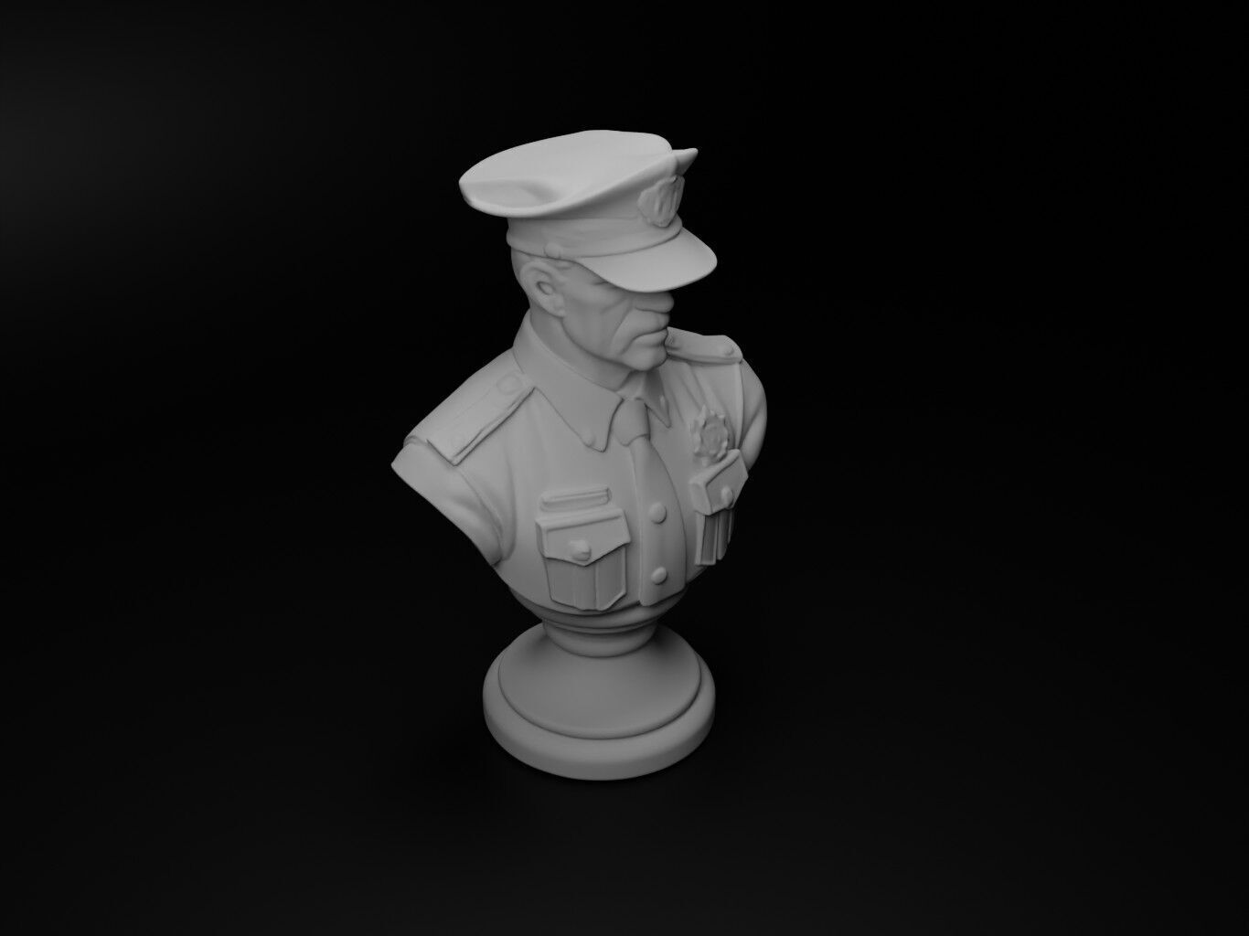 Police Officer Bust Chess 3D print model_2