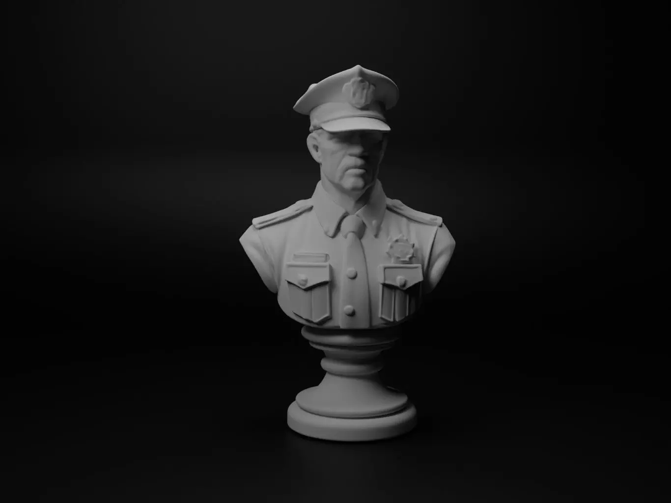 Police Officer Bust Chess 3D print model_0