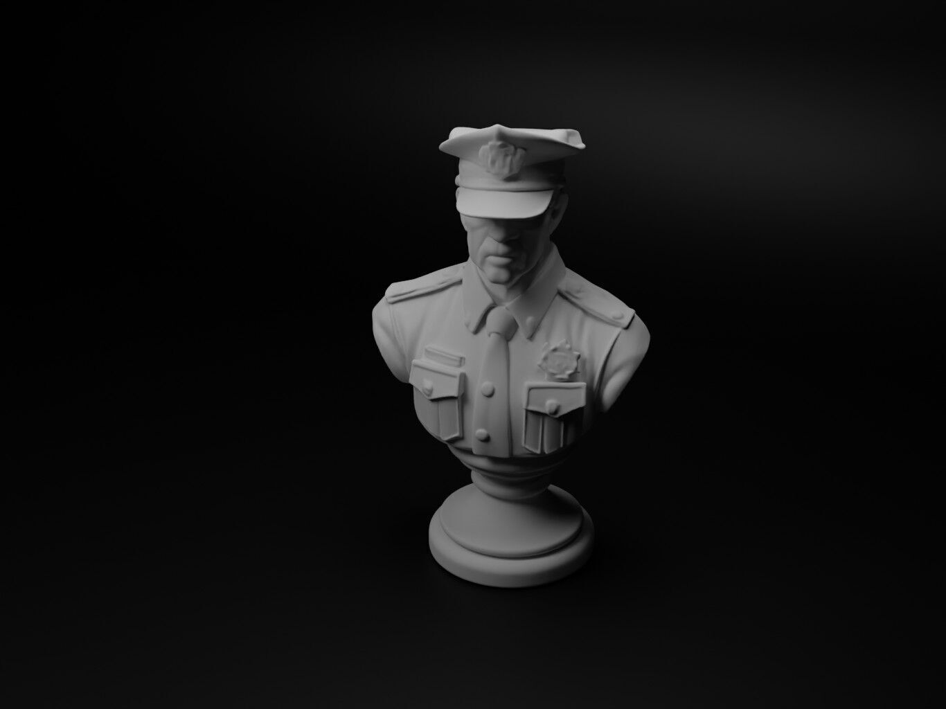 Police Officer Bust Chess 3D print model_1