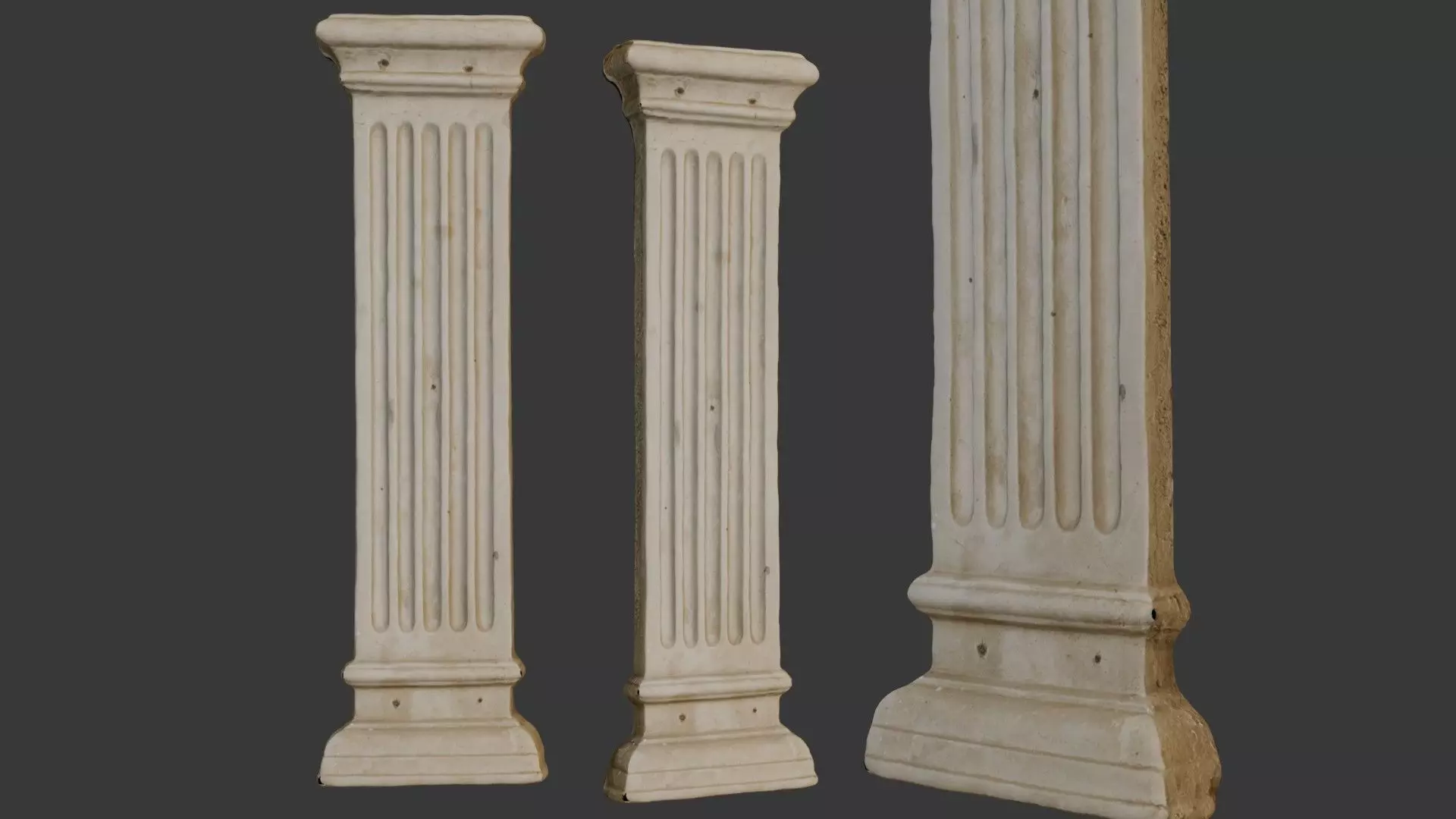 Fluted Architectural Column 3D Scan Low-poly 3D model_0