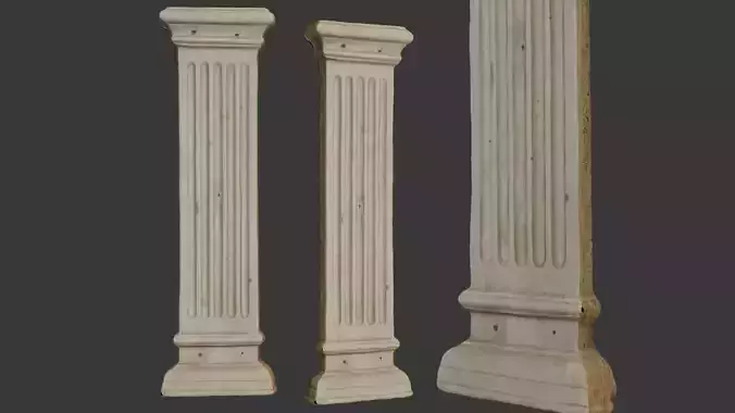 Fluted Architectural Column 3D Scan Low-poly 3D model Fluted Architectural Column 3D Scan Low-poly 3D model