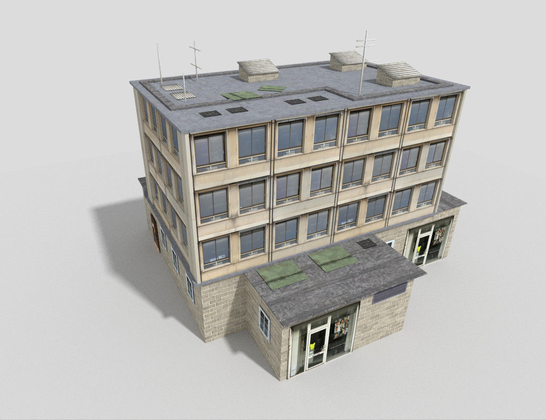 Office Building Low-poly 3D model_4