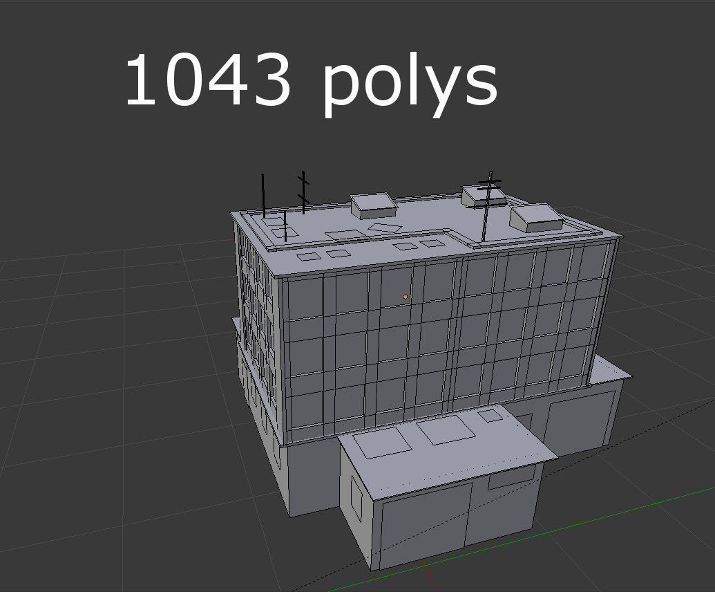 Office Building Low-poly 3D model_6