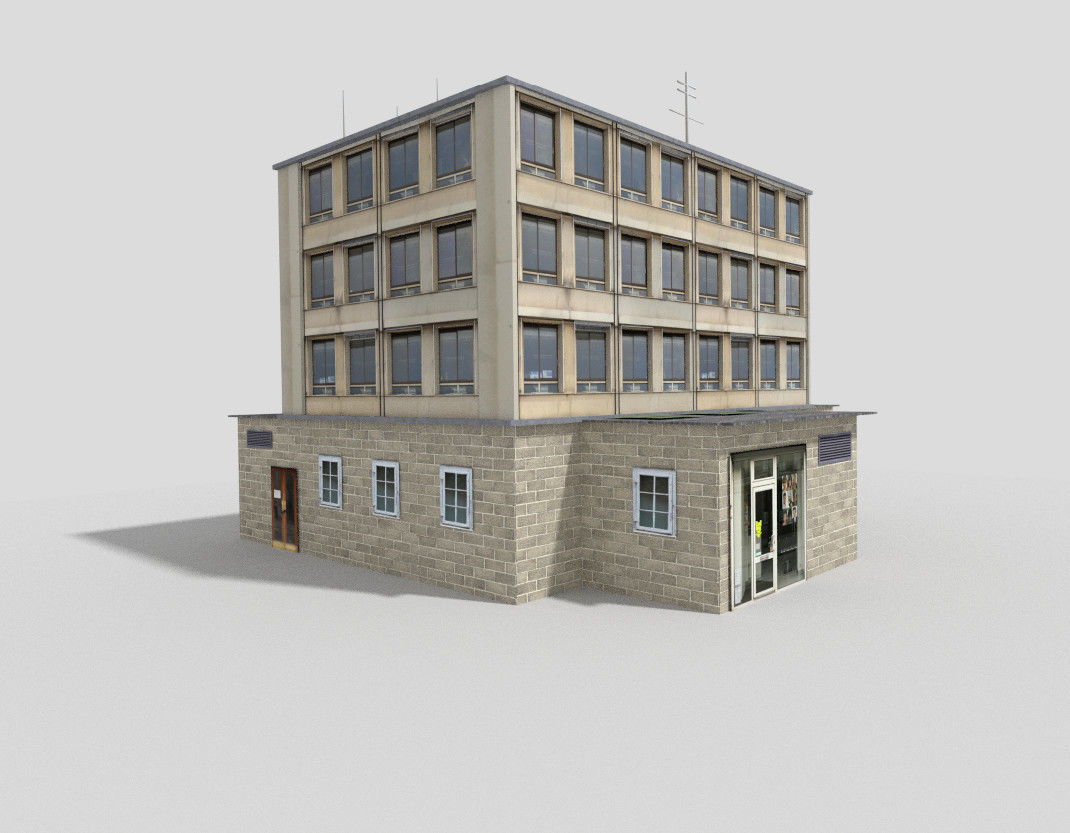 Office Building Low-poly 3D model_3