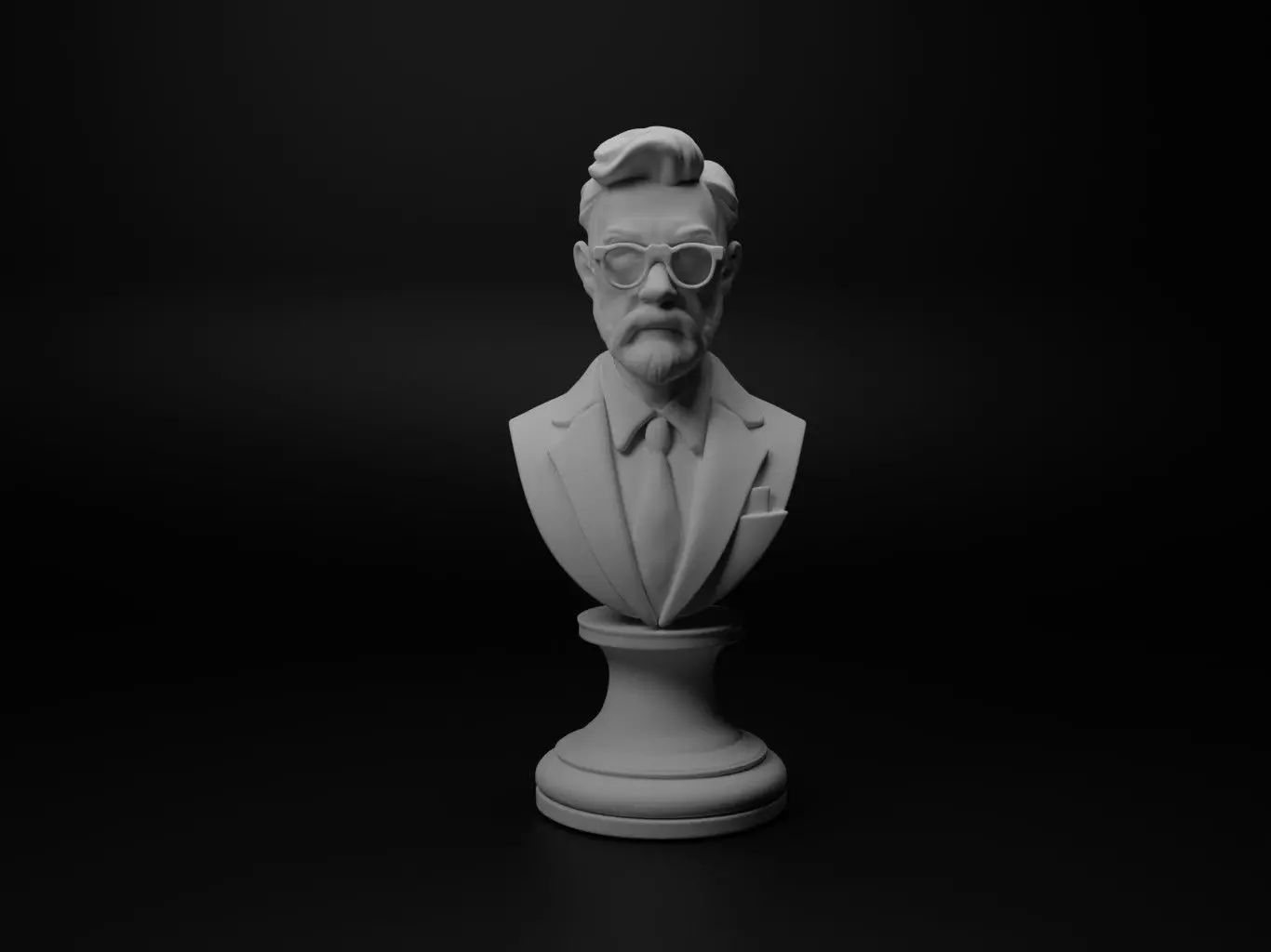Radio Host Bust Chess 3D print model_0