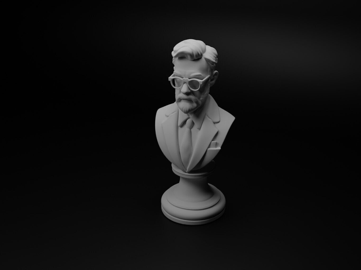 Radio Host Bust Chess 3D print model_1