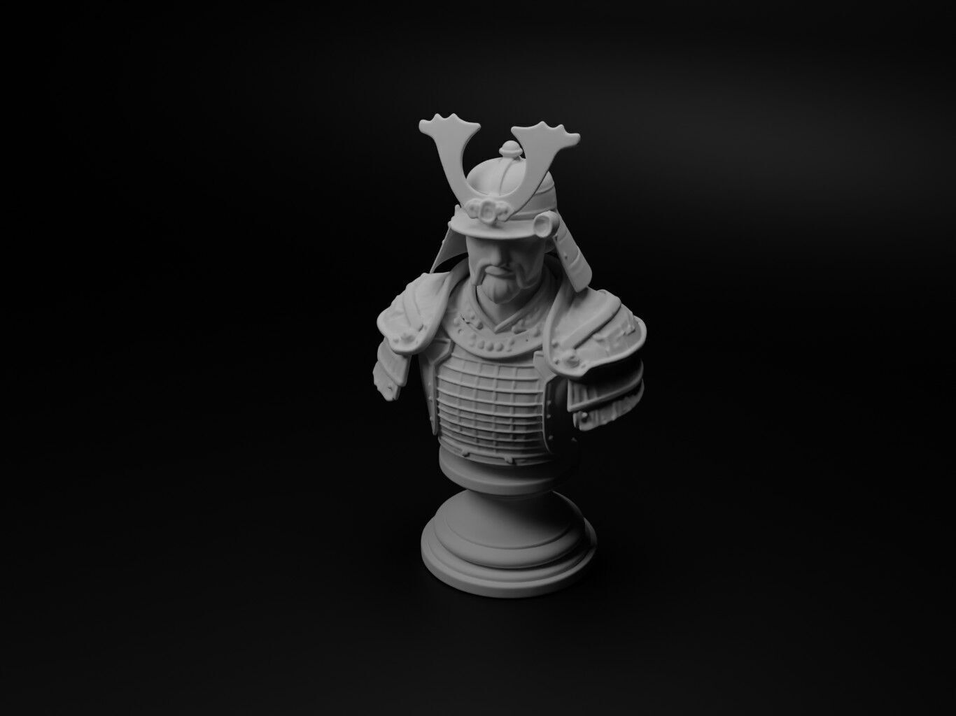 Samurai Bust Chess 3D print model_1
