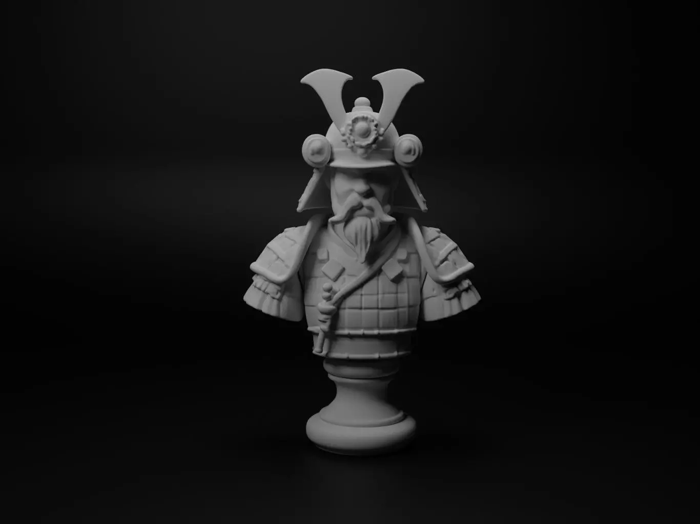 Samurai Bust Chess 3D print model_0