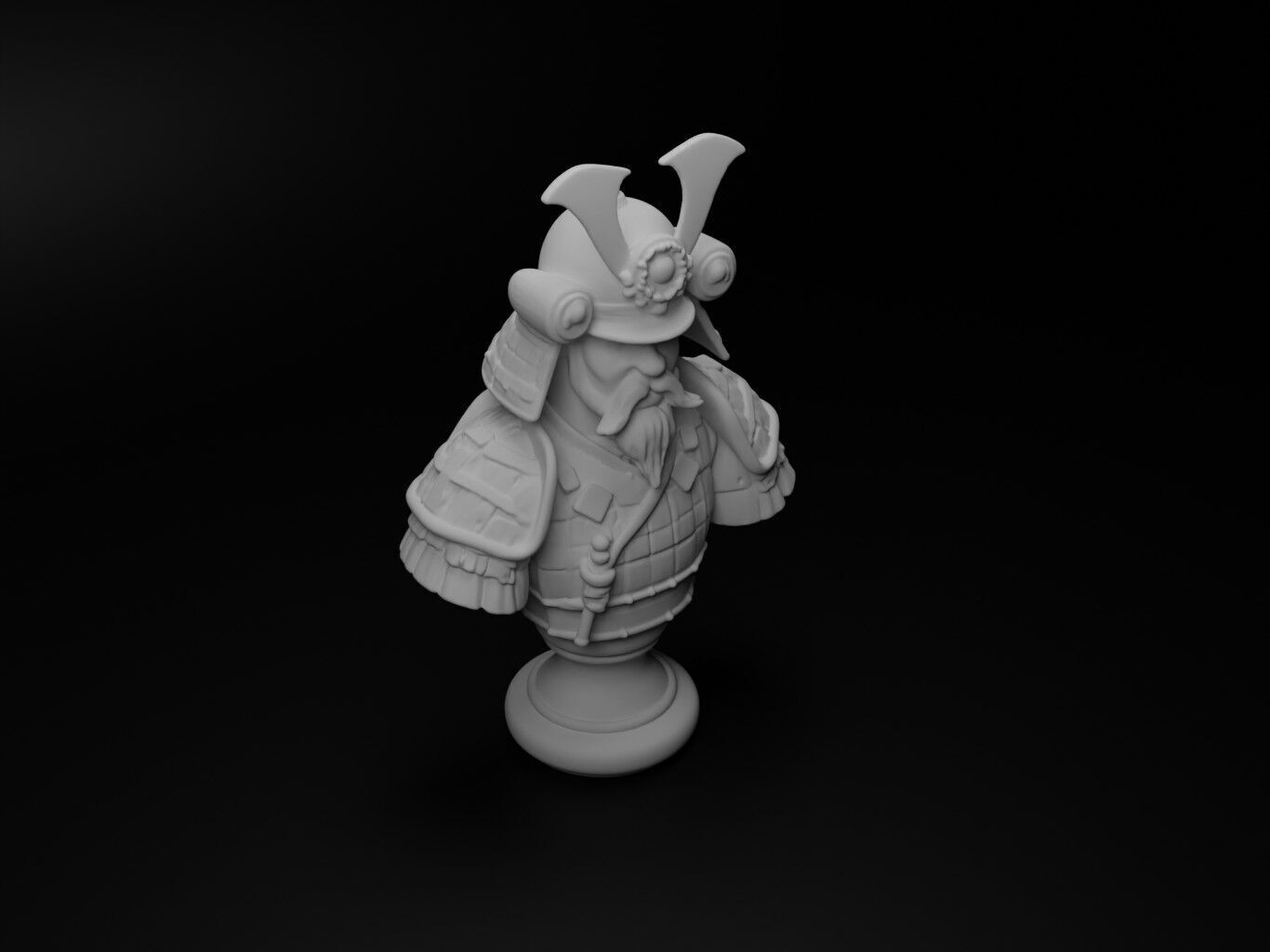 Samurai Bust Chess 3D print model_2