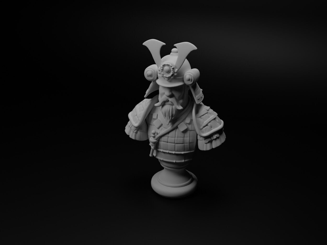 Samurai Bust Chess 3D print model_1