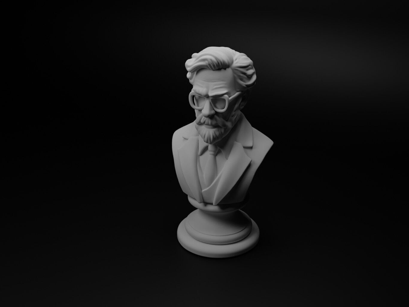 Scientist Bust Chess 3D print model_1