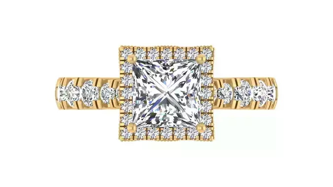 Princess-Cut Halo Diamond Engagement Ring