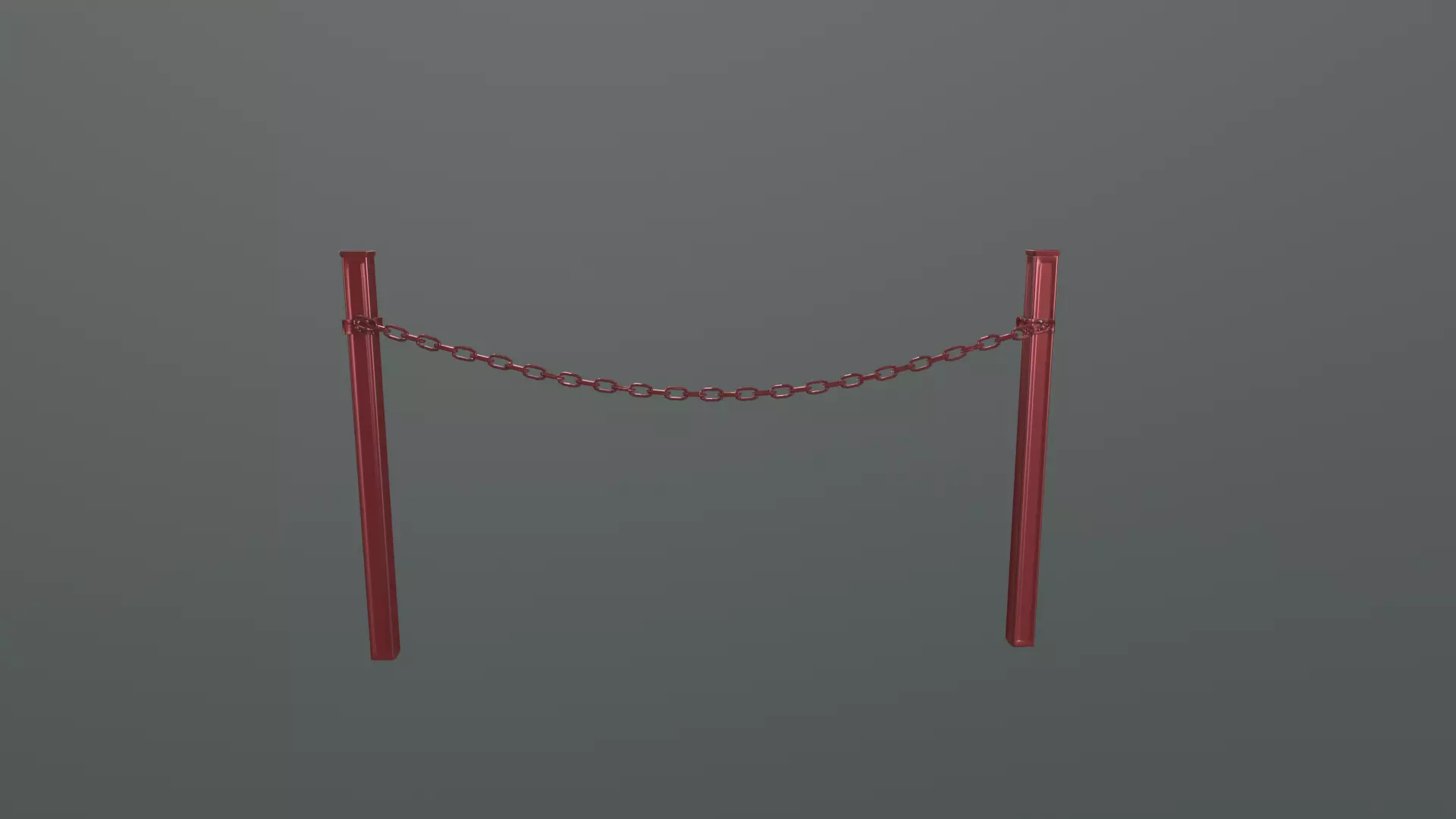 Modular Red Chain Barrier Low-poly 3D model_0
