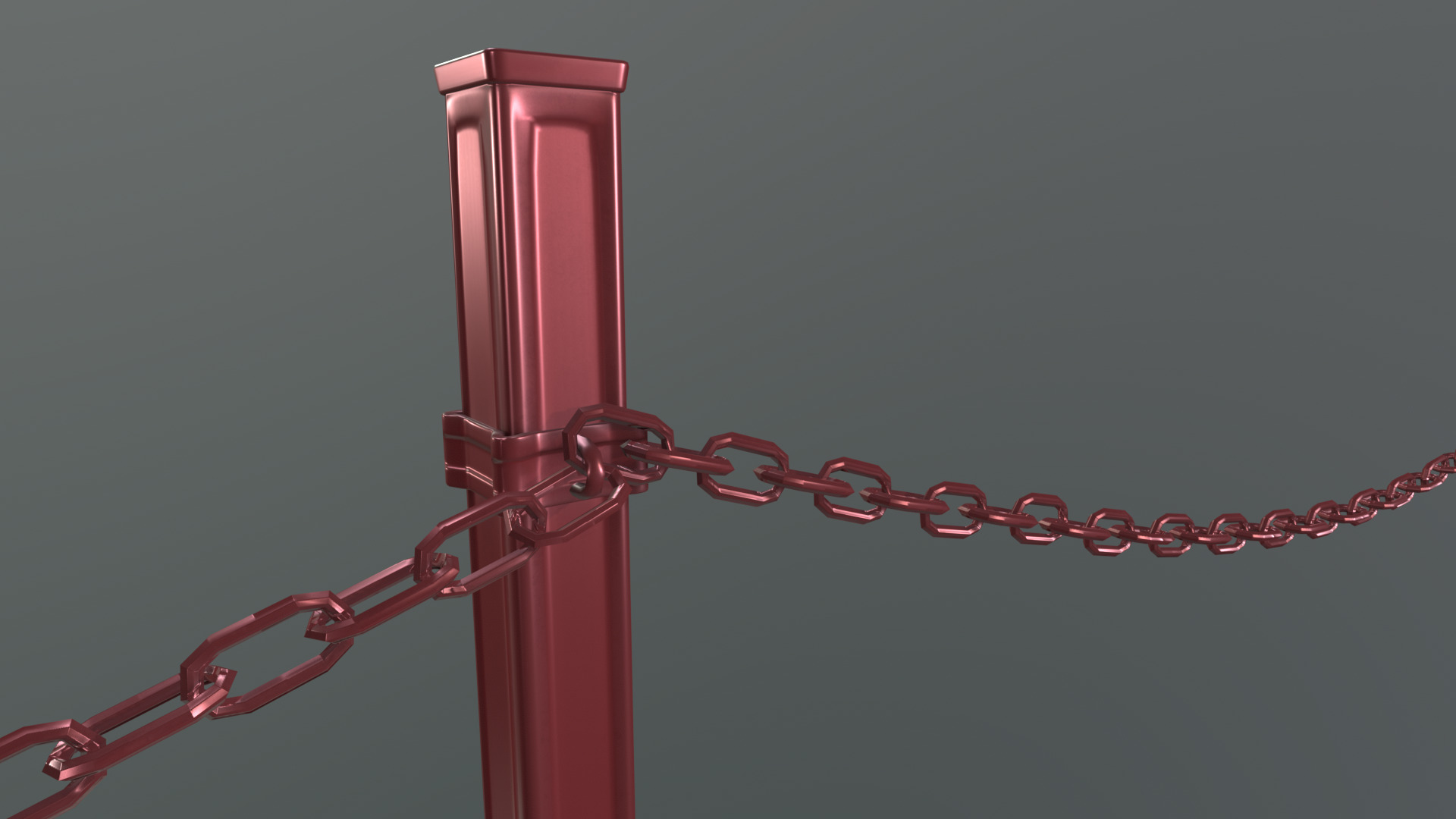 Modular Red Chain Barrier Low-poly 3D model_2
