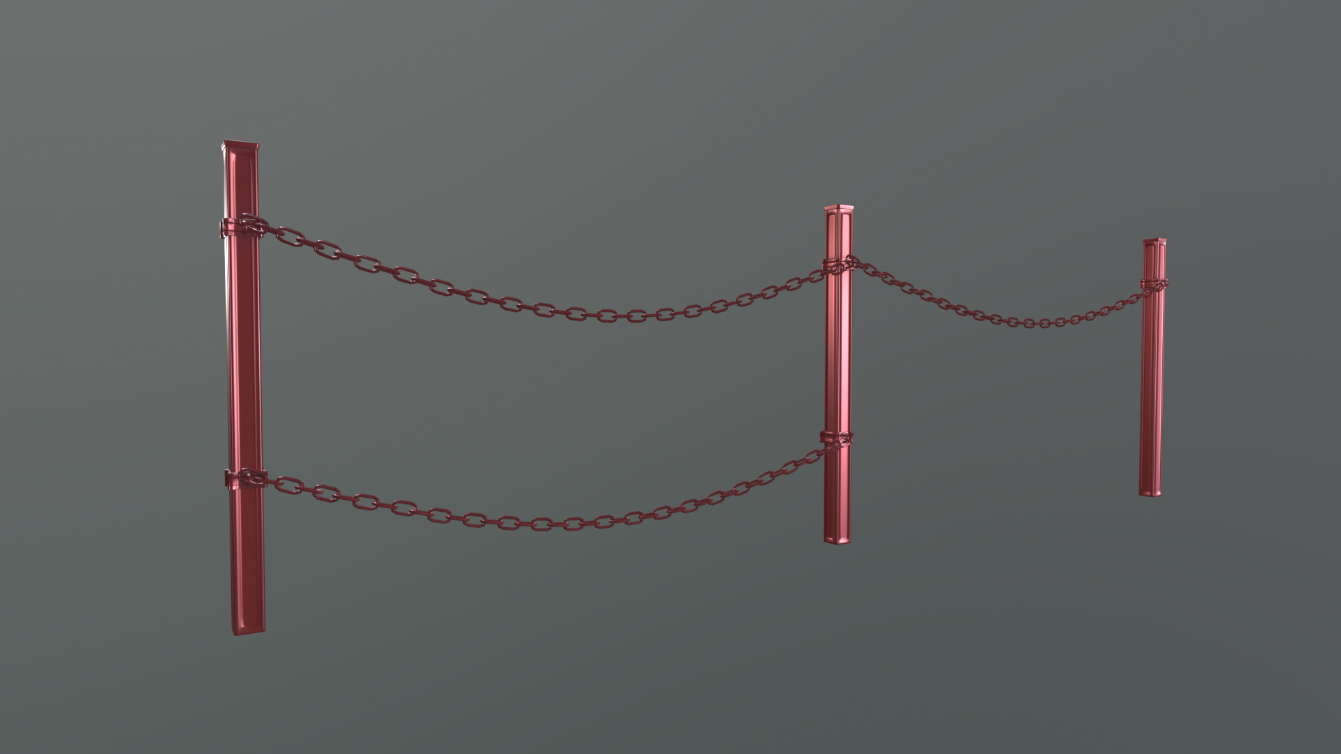 Modular Red Chain Barrier Low-poly 3D model_3