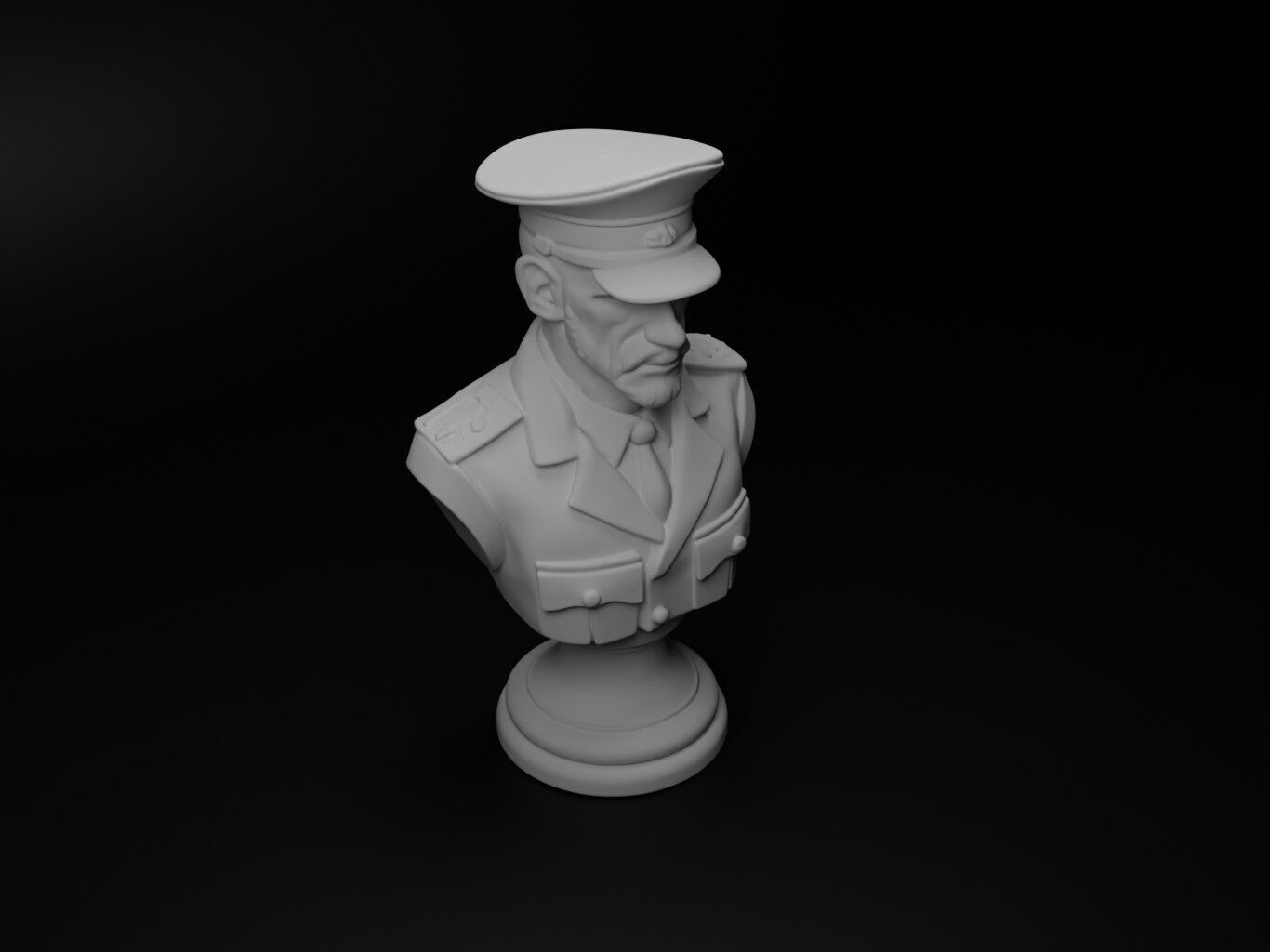 Submarine Officer Bust Chess 3D print model_2
